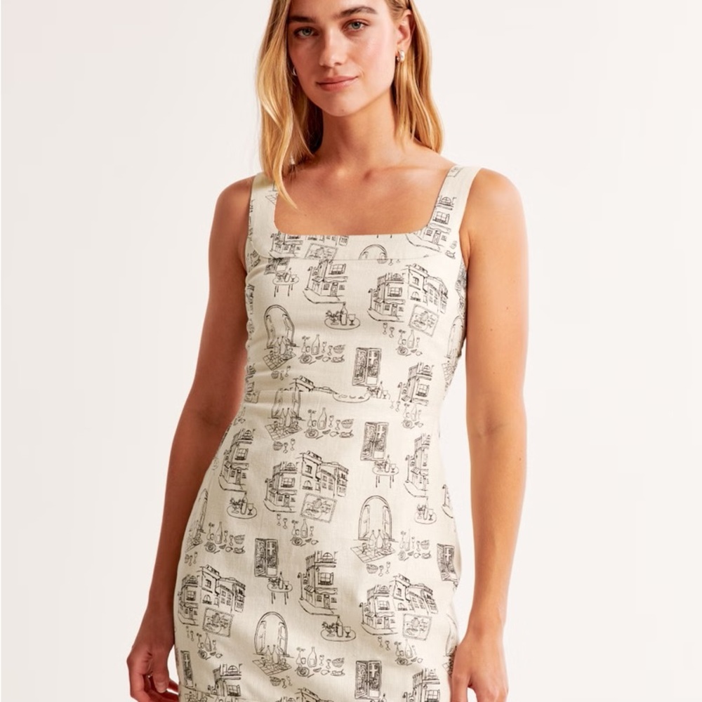 Abercrombie & Fitch Cream Printed Mini Dress